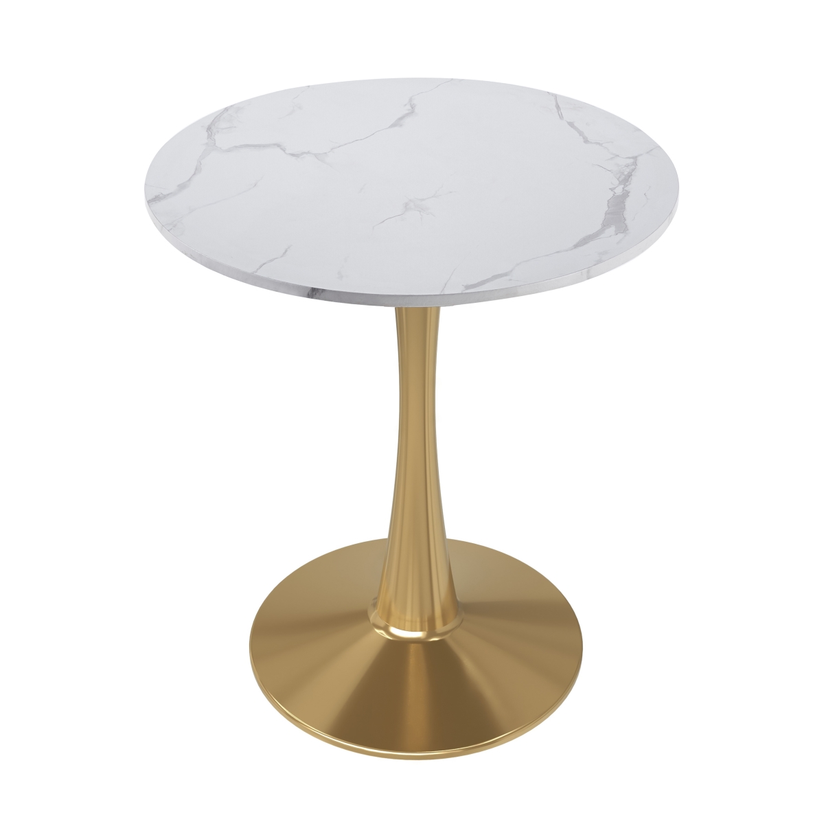 BTG-B24MWT Bristol Bistro Dining Table Gold Base with 24 in. Marbled White Beveled Top
