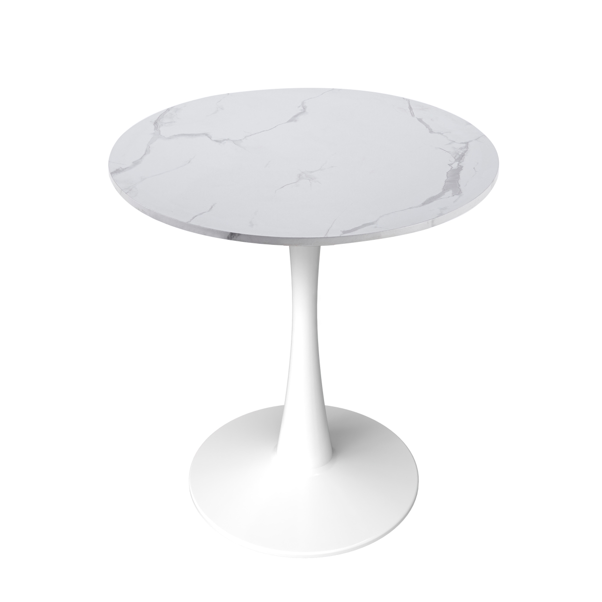 BTW-B27MWT Bristol Bistro Dining Table White Base with 27 in. Marbled White Beveled Top