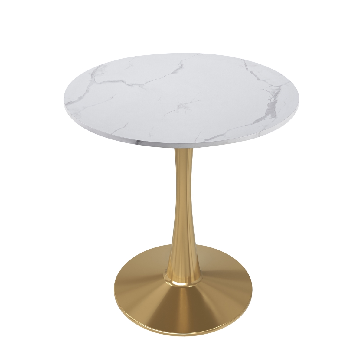 BTG-B27MWT Bristol Bistro Dining Table Gold Base with 27 in. Marbled White Beveled Top