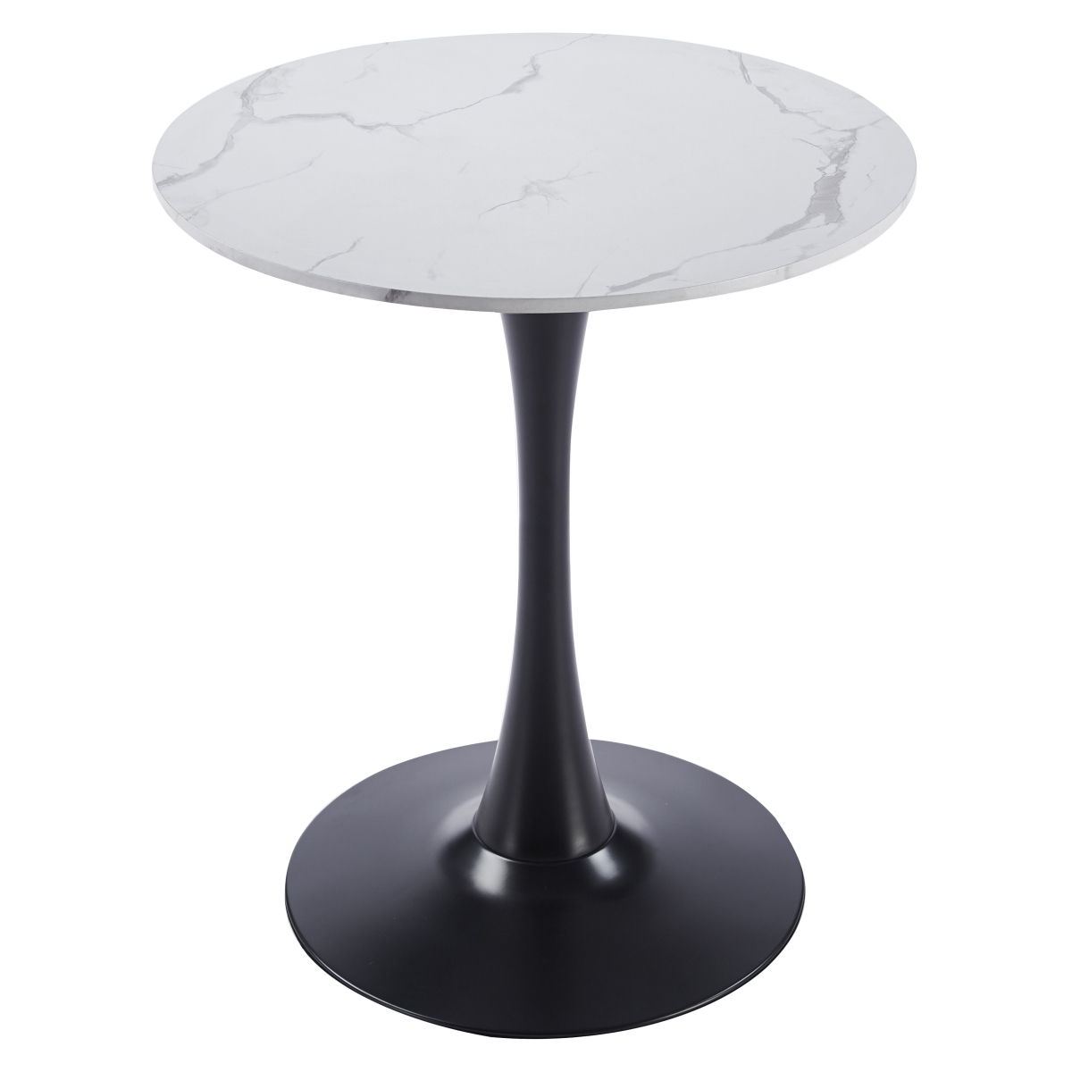 BTBL-B31MWT Bristol Bistro Dining Table Black Base with 31 in. Marbled White Beveled Top
