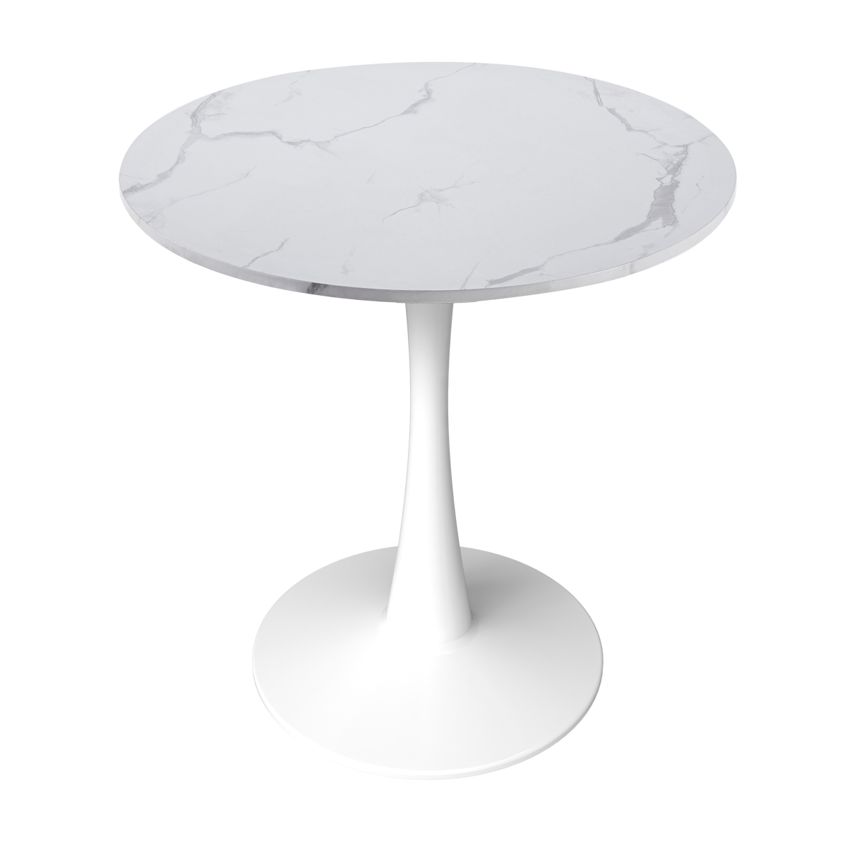 BTW-B31MWT Bristol Bistro Dining Table White Base with 31 in. Marbled White Beveled Top