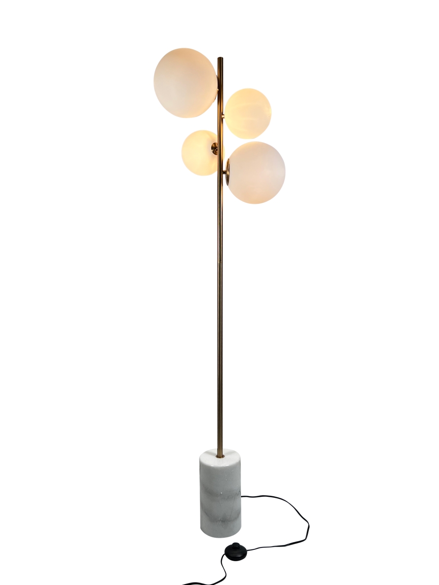 Picture of EQLight EQ21-F-MCB05 Kinich 4-Light 62 in. Brass Floor Lamp with White Glass Globes