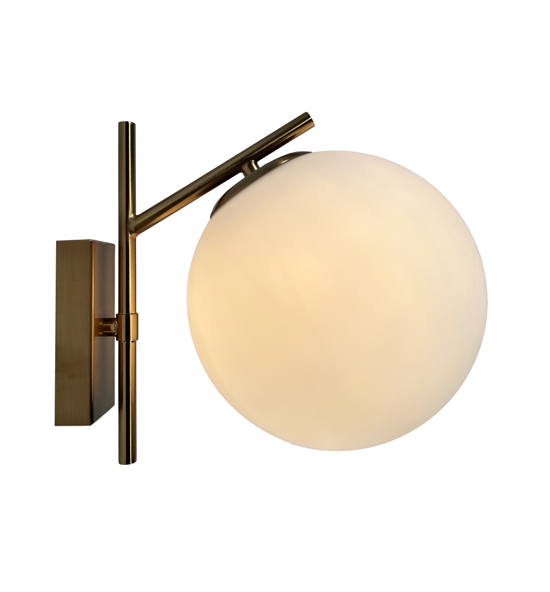 Picture of EQLight EQMCWB05 Kinich 1-Light Brass Wall Sconce with White Globe