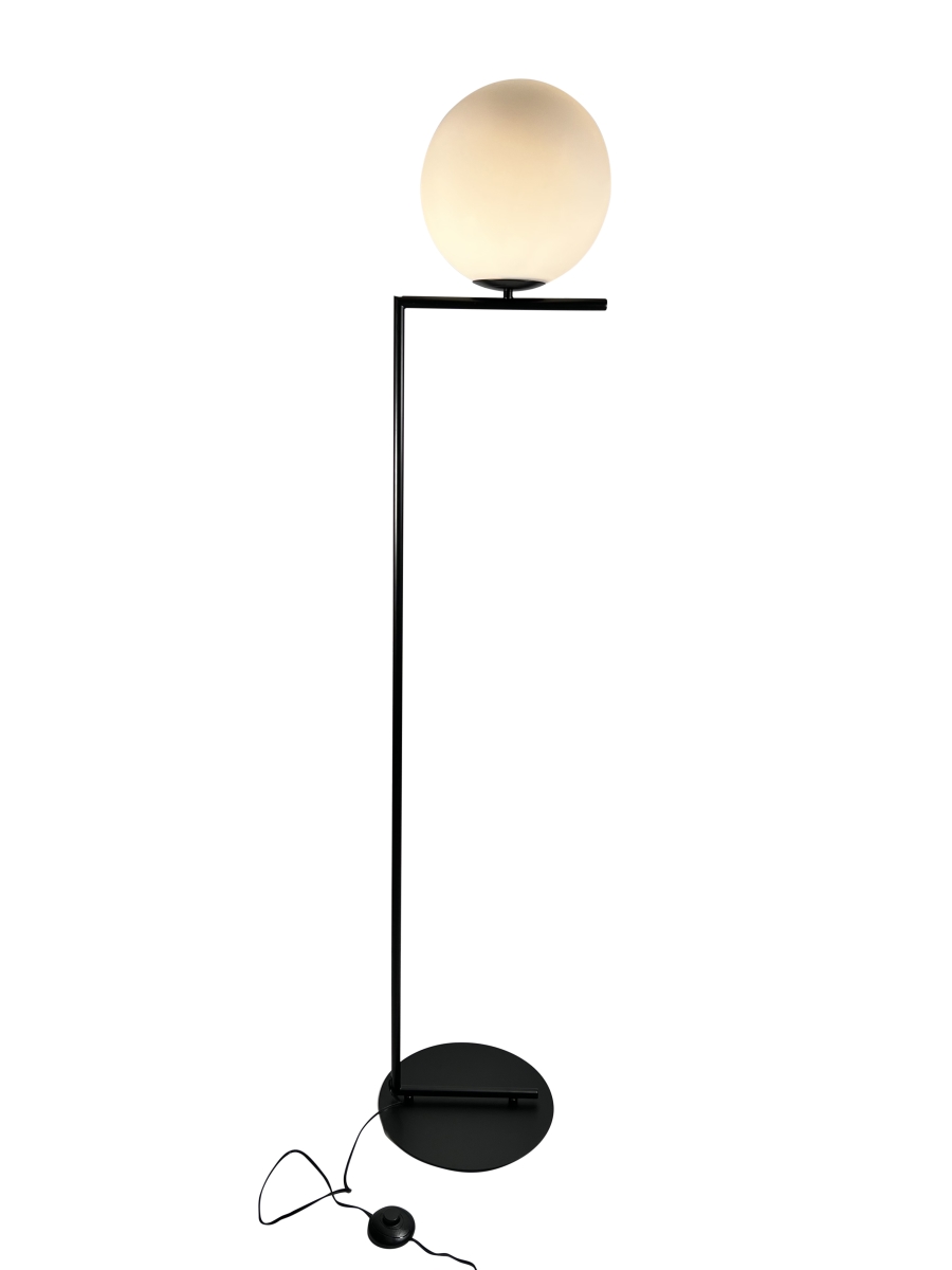 Picture of EQLight EQMCFK04 Mid Century 62 in. Black Floor Lamp with White Glass Globe Shade