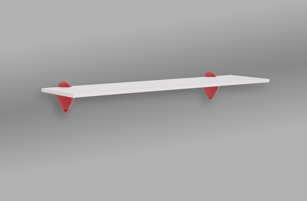 24 in. Jazzy Shelf, White & Red