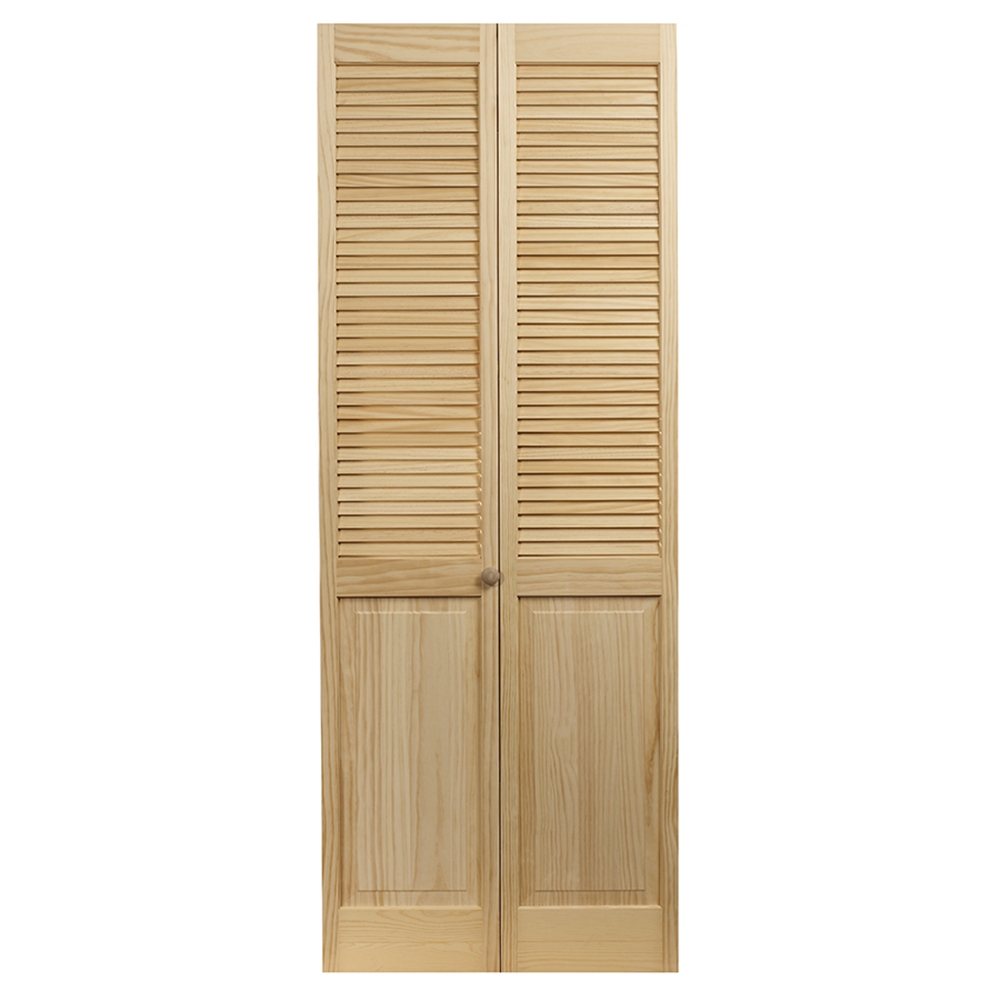 36 x 80.5 in. Model 105 Louver Over Panel Unfinished Wood Bifold Door