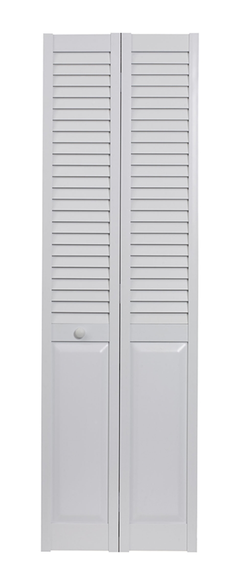 32 x 80 in. Seabrooke PVC Louver over Panel Bifold Door, White