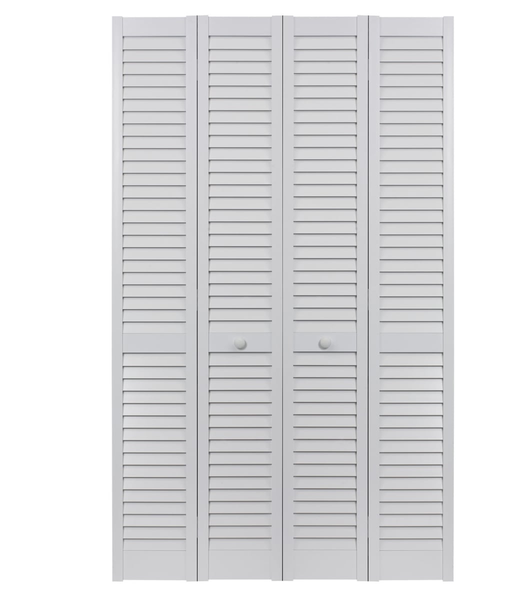 64 x 80 in. Seabrooke PVC Full Louver Bifold Door, White