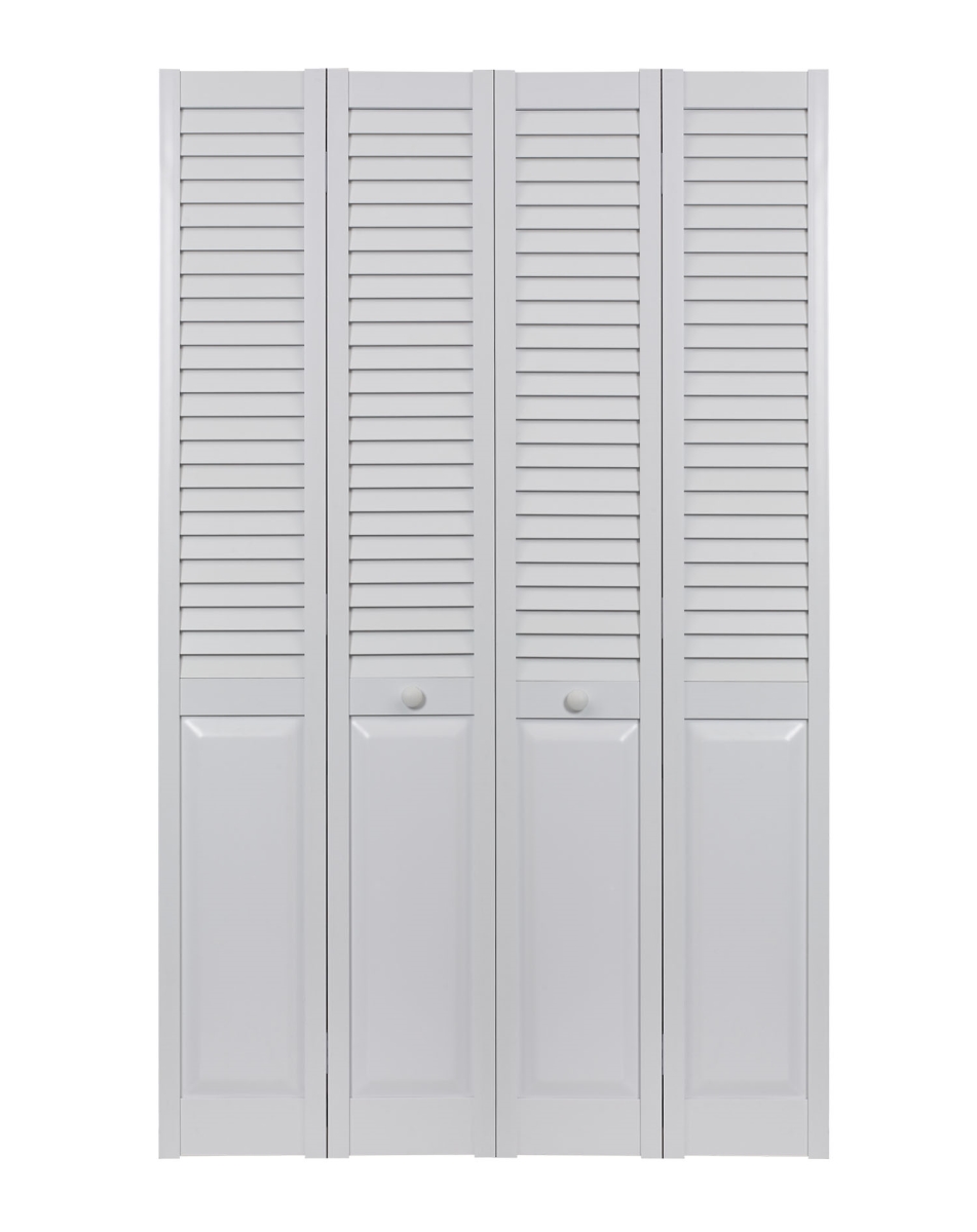 72 x 80 in. Seabrooke PVC Louver over Panel Bifold Door, White