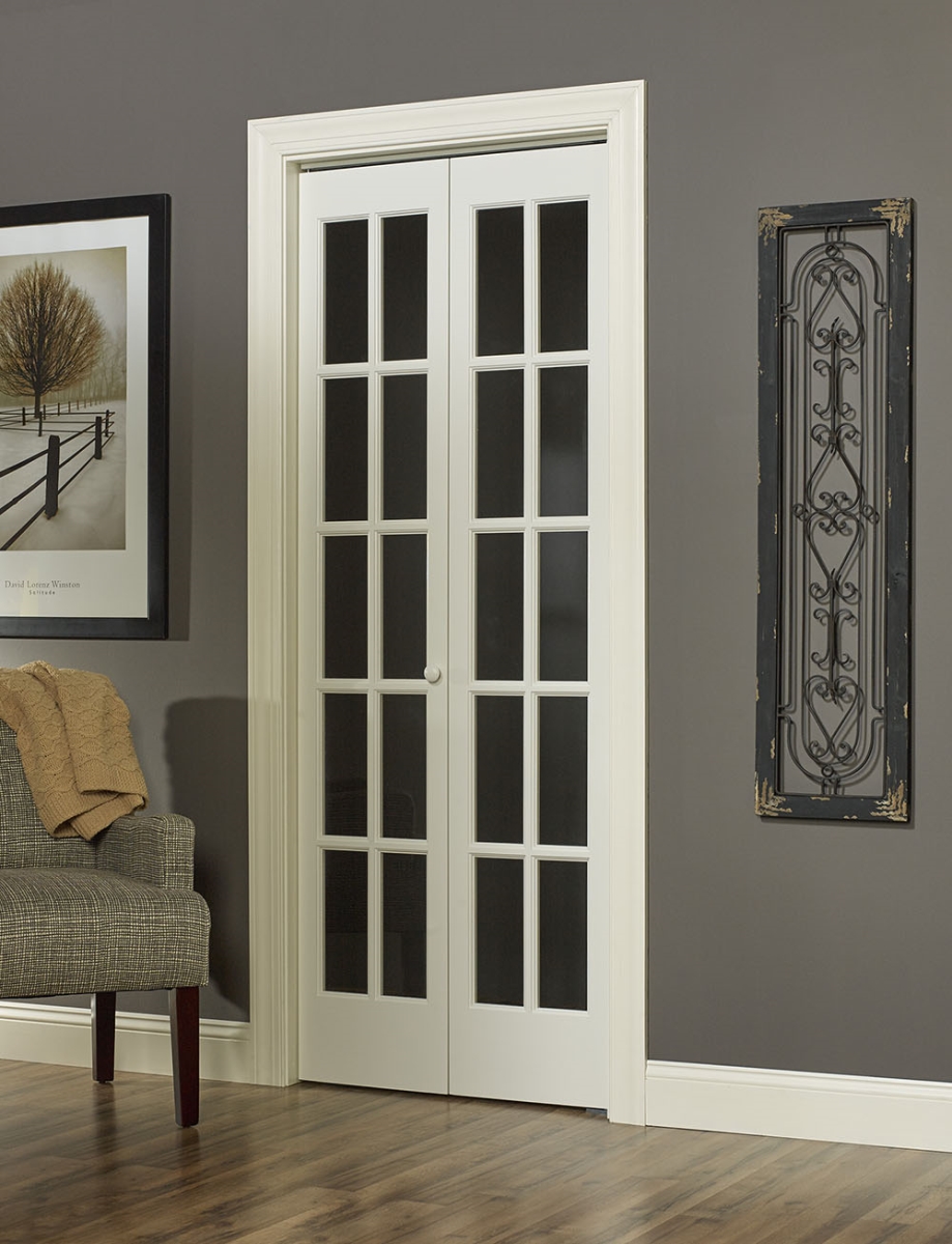 32 x 80 in. 10-Lite Traditional Divided Bifold Door, Unfinished Pine