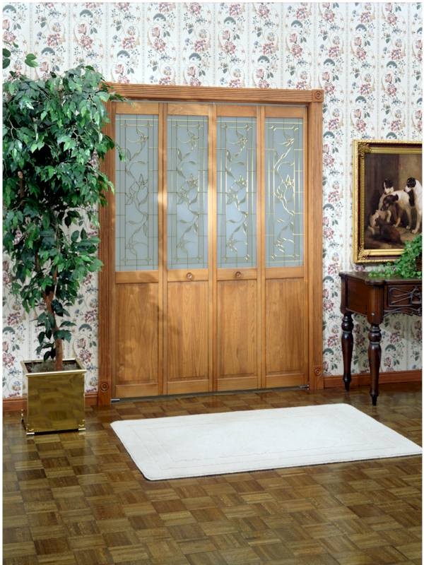 30 x 80 in. Half Glass Giverny Bifold Door, Unfinished Pine