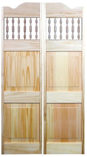 24 x 42 in. Carson City Spindle Top Cafe Door, Unfinished Pine