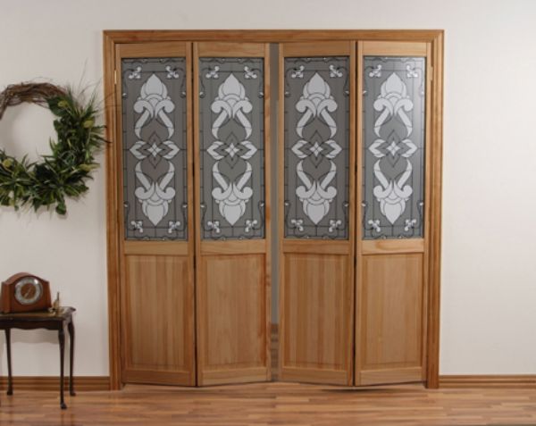 851728 32 x 80 in. Half Glass Eternity Bifold Door, Unfinished Pine