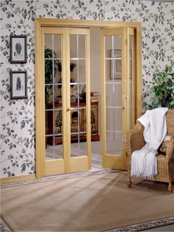 36 x 80 in. Full Glass Pioneer Bifold Door, Unfinished Pine