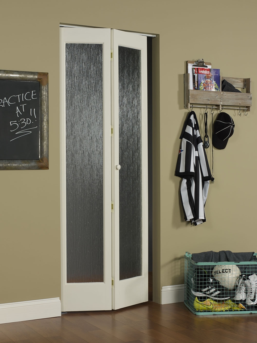 893728 32 x 80 in. Full Glass Aspen Bifold Door, Unfinished Pine