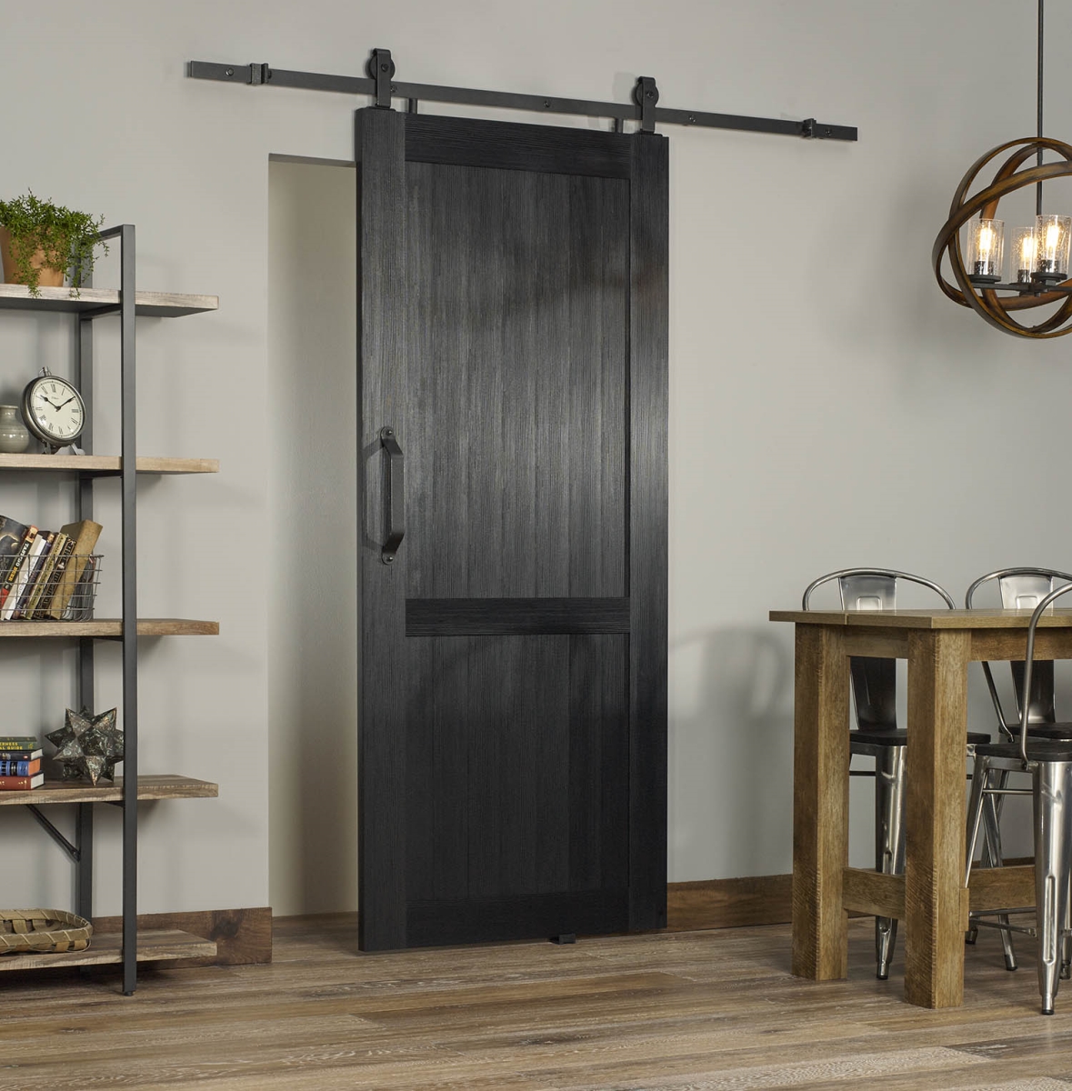 84 x 36 in. Black H-Style PVC Barn Door Kit