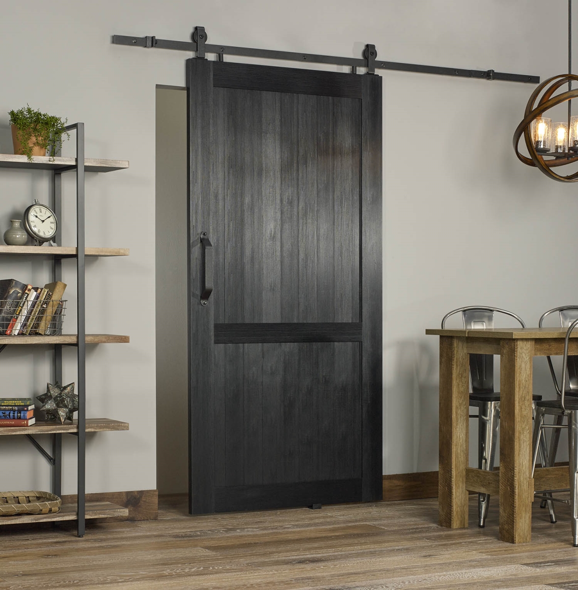 84 x 42 in. Black H-Style PVC Barn Door Kit