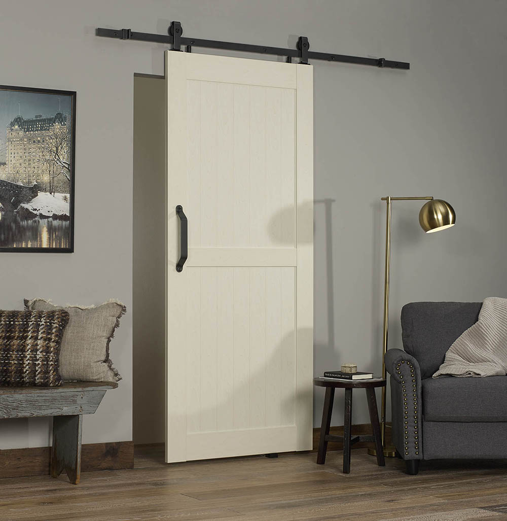 84 x 42 in. White Ash H & K-Style PVC Barn Door Kit