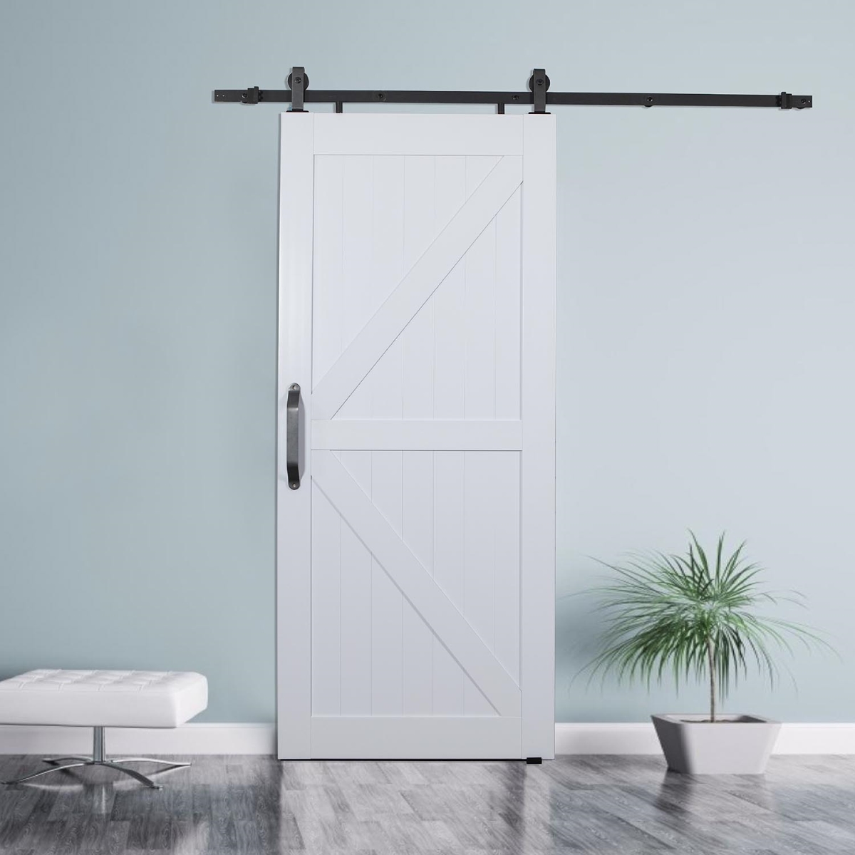 84 x 42 in. White H & K-Style PVC Barn Door Kit