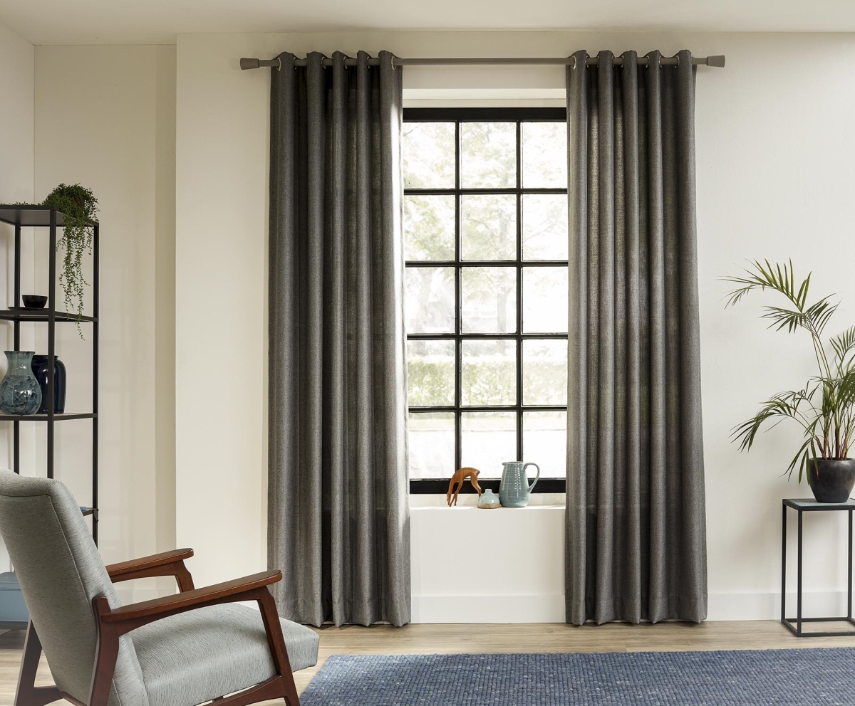 95 in. Smoke Intensions Single Curtain Rod Kit, Grey