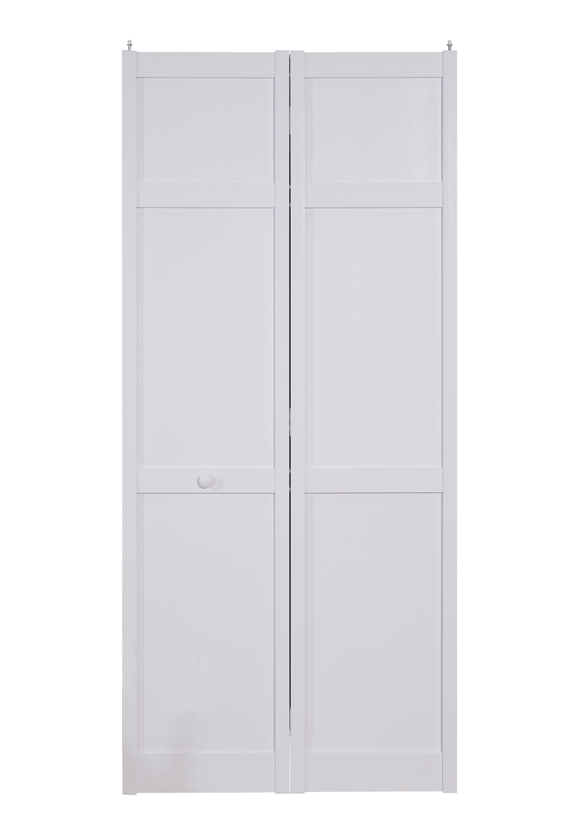 SEASHK36 Seabrooke 36' x 80' White Vinyl Shaker Style Bifold Door