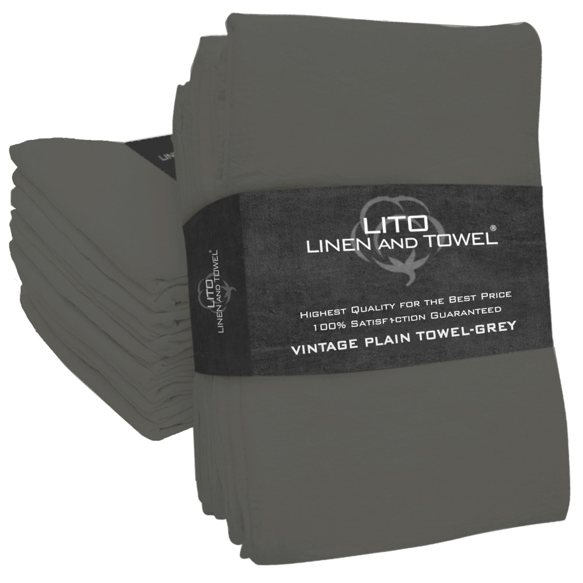 Picture of LITO Linen &amp; Towel LSFL066 18 x 28 in. Vintage Plain Towel  Grey - Pack of 120
