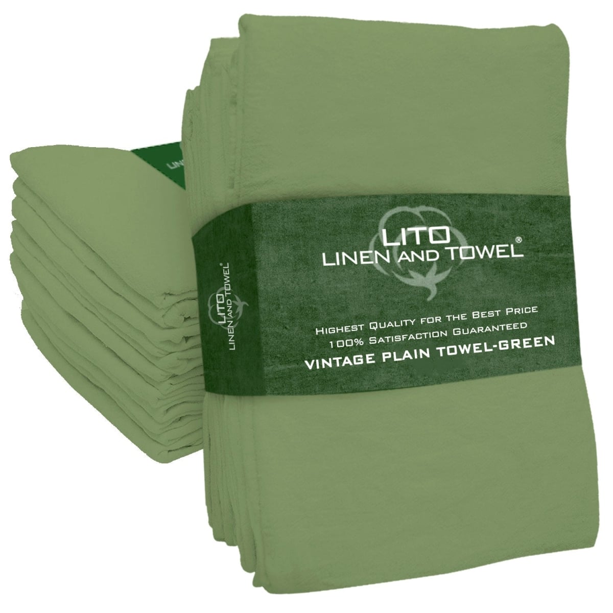 Picture of LITO Linen &amp; Towel LSFL068 18 x 28 in. Vintage Plain Towel  Green - Pack of 120