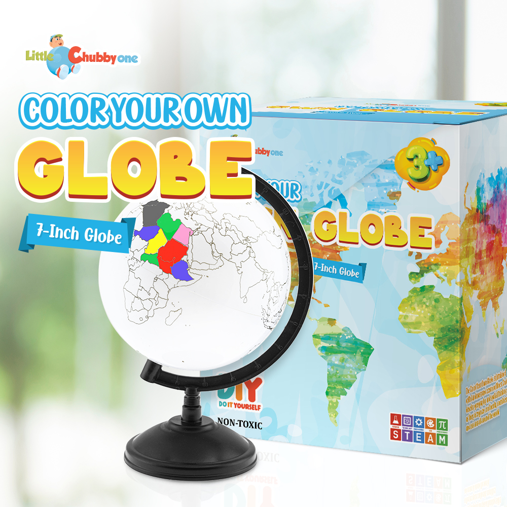 Picture of Little Chubby One LCO-GLB-DIY-7-BLU 7 in. DIY Color Your Own Globe&#44; Educational & Decorative