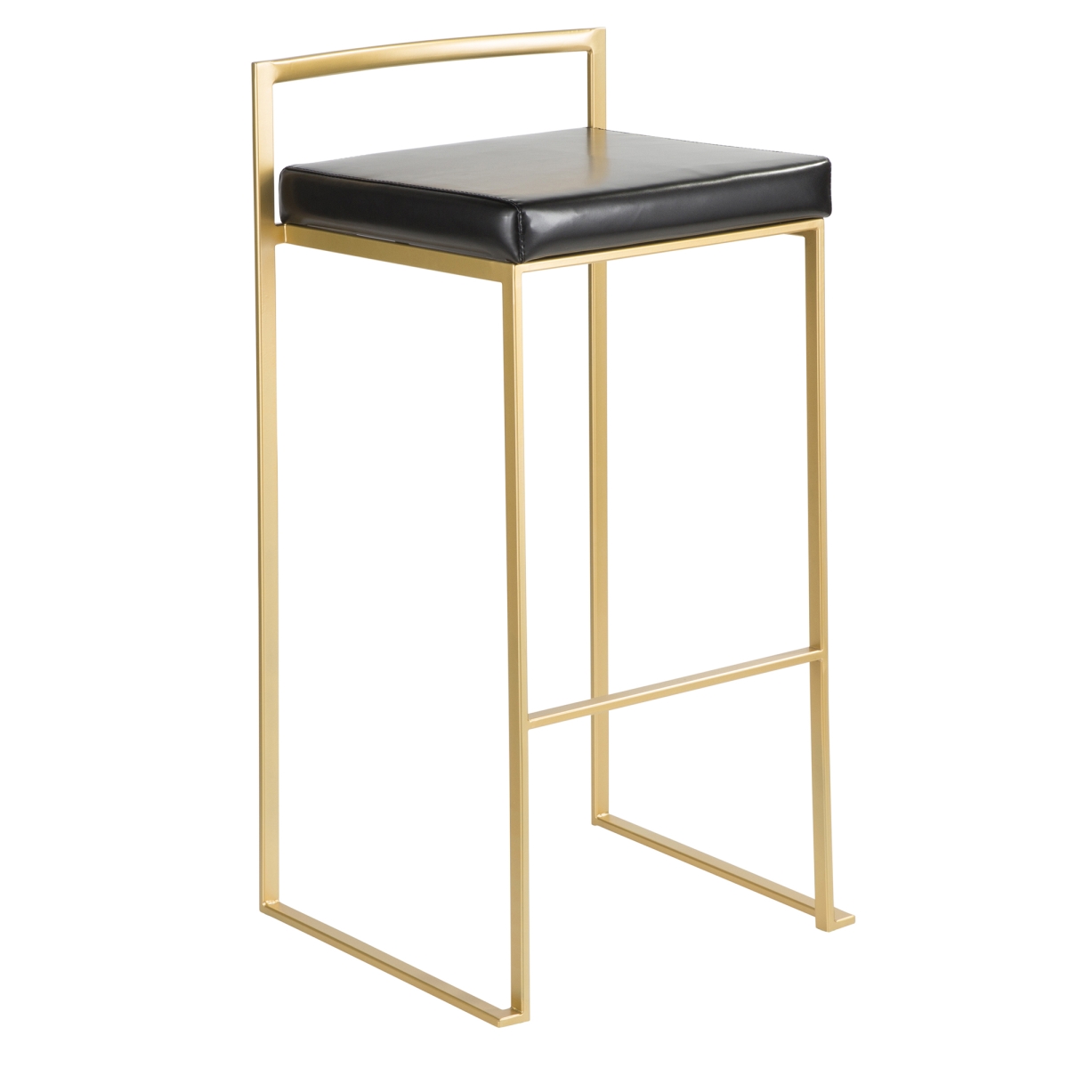 Picture of Lumisource BS-FUJI AU-BK2 34 x 17 x 16 in. Fuji Contemporary Stackable Barstool - Antique Metal & Black Leatherette&#44; Set of 2