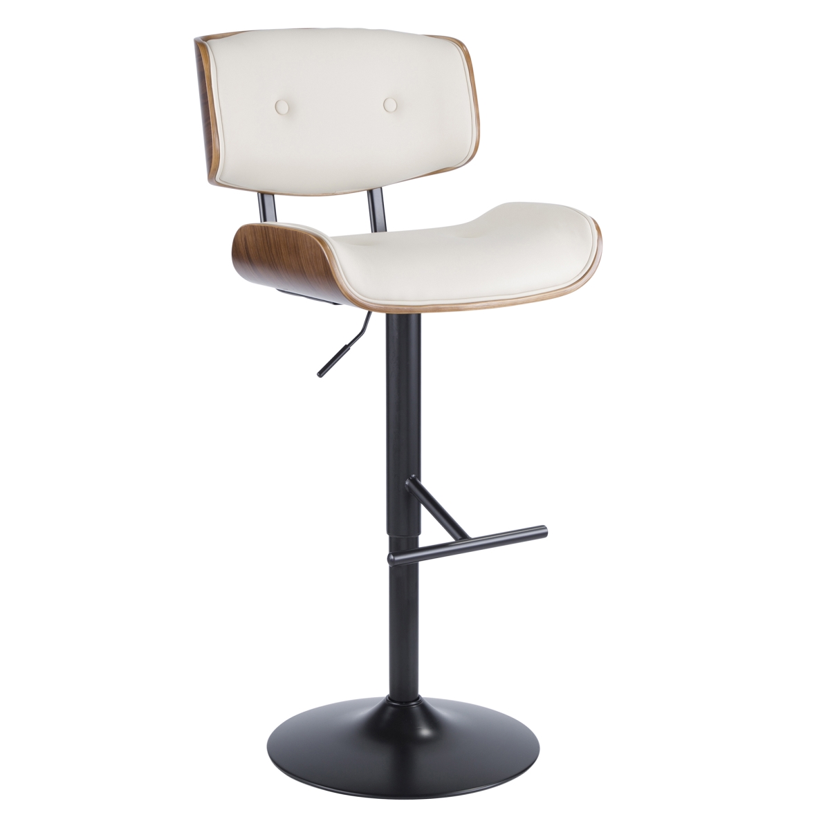 Picture of Lumisource BS-JY-LMB WL-CR 37.75 - 46.5 x 21 x 19.75 in. Lombardi Mid-Century Modern Adjustable Bar Stool&#44; Walnut & Cream Leatherette