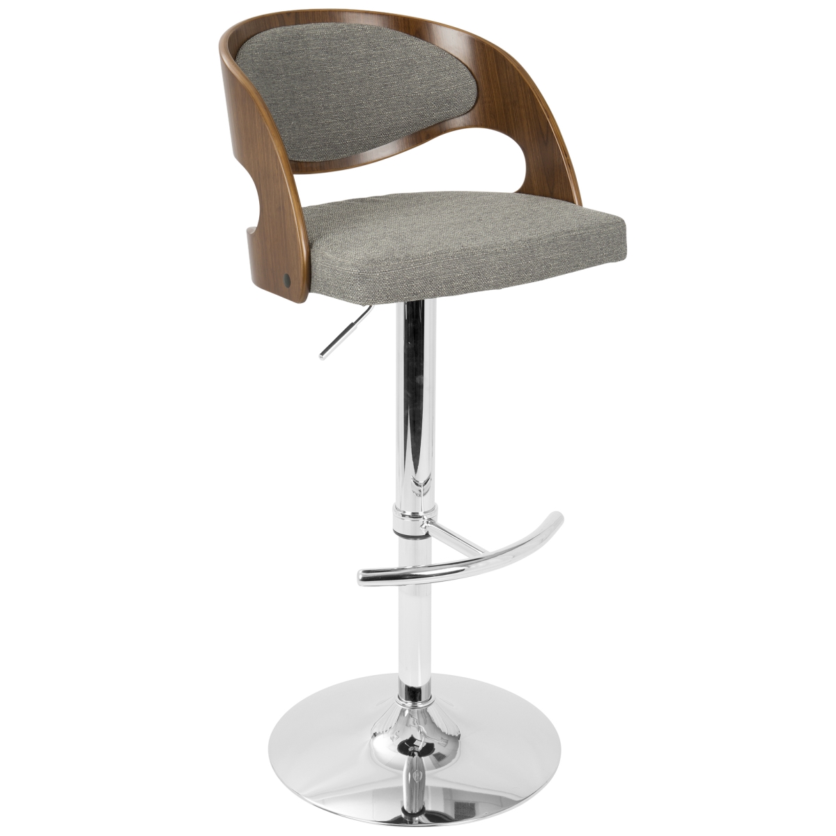 Picture of Lumisource BS-JY-PN WL-GY 34 - 42.5 x 18.75 x 19.75 in. Pino Adjustable Swivel Bar Stool&#44; Walnut & Grey Fabric