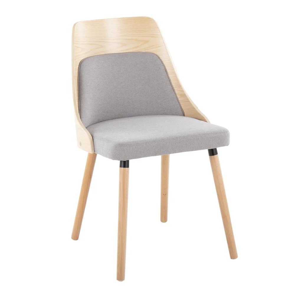 CH-ANBEL1 NAGY2 Anabelle Mid Century Modern Fabric Chair, Natural & Gray - Set of 2