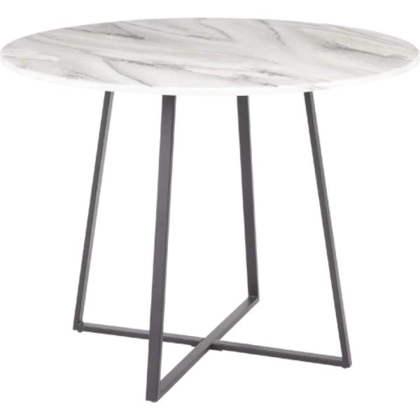 DT-COSMO2 BKWMB Cosmo Contemporary Dining Table, Black Metal & White Marble Top