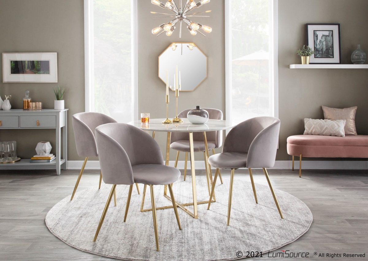 DT-COSMO2 AUWMB Cosmo Contemporary & Glam Dining Table with Marble Top - Gold & White