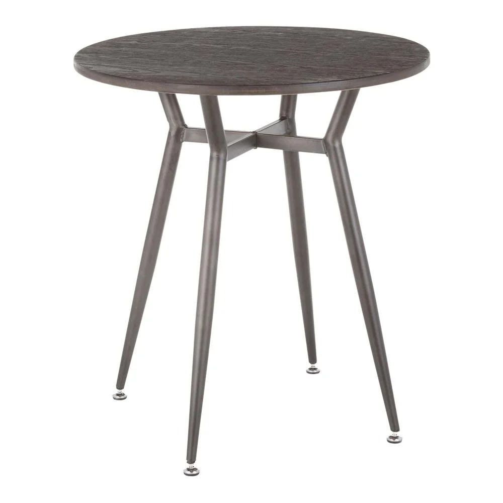 DT-CLARARN ANE Clara Industrial Round Dinette Table with Wood-Pressed Grain Bamboo - Antique & Espresso