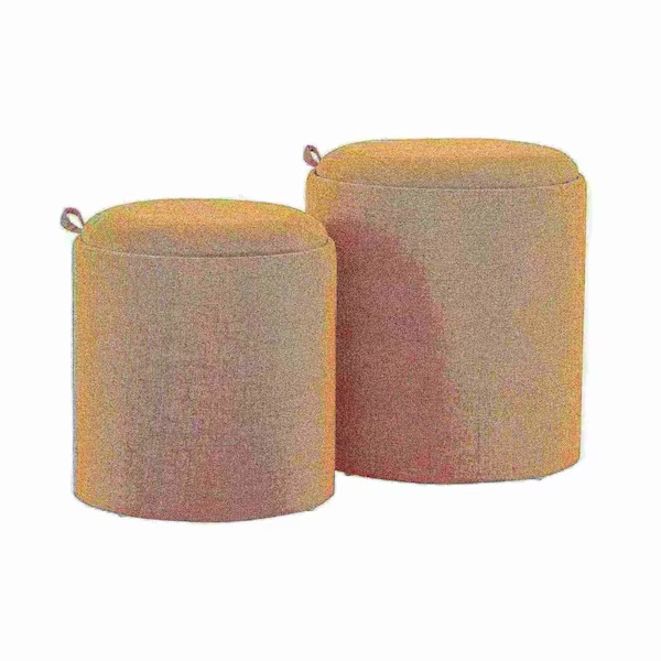 OT-TRAYNEST ONA Tray Contemporary Nesting Ottoman Set - Orange & Natural