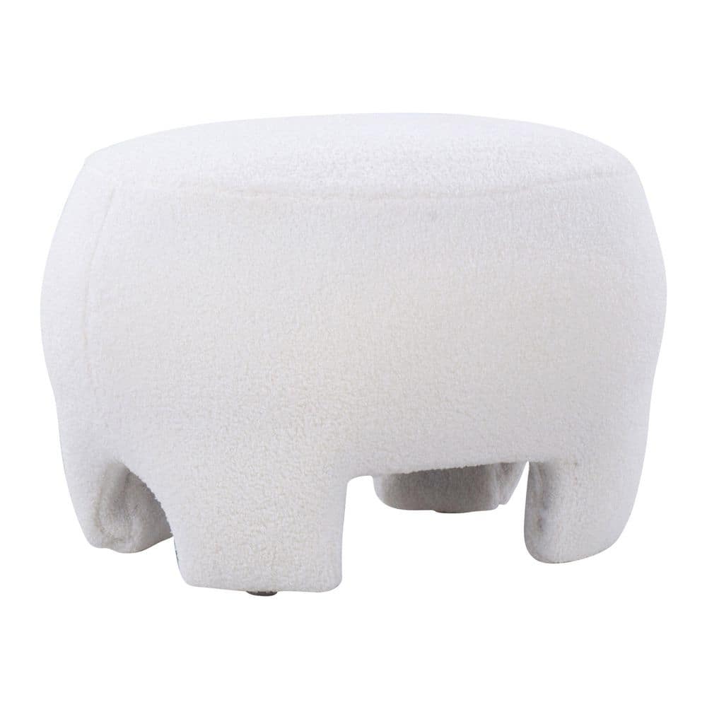 OT-ASHLANDSHRPA W Ashland Contemporary Ottoman, White Sherpa - Medium