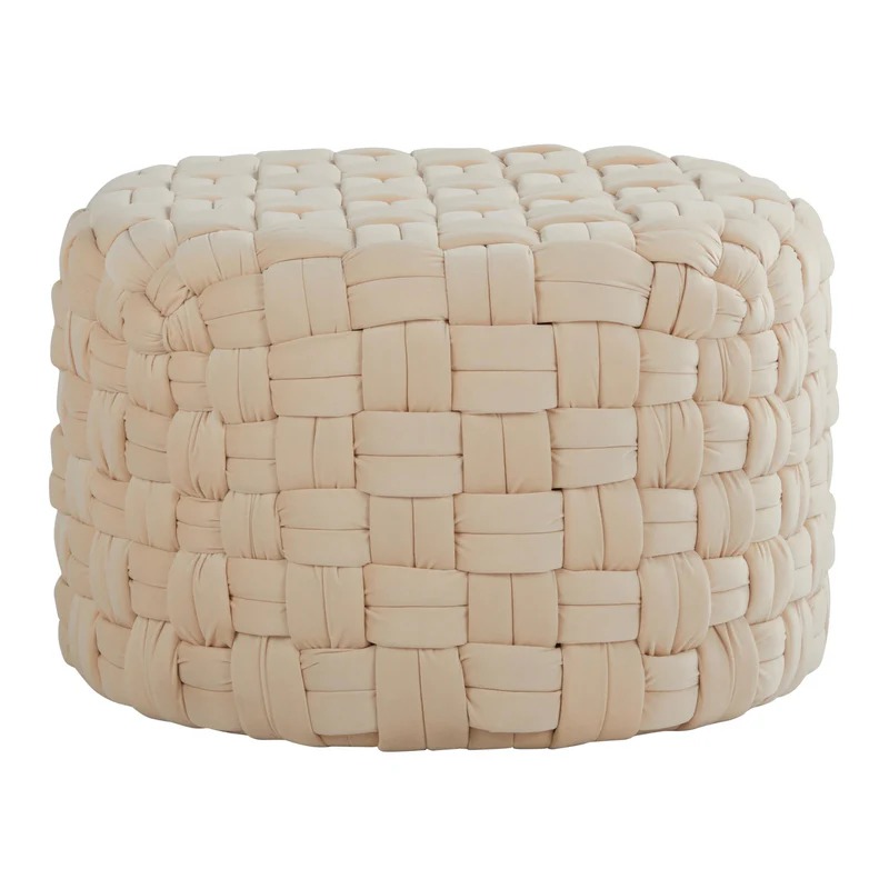 OT-RNDBRD24 VCR 24 in. Braided Round Ottoman, Cream