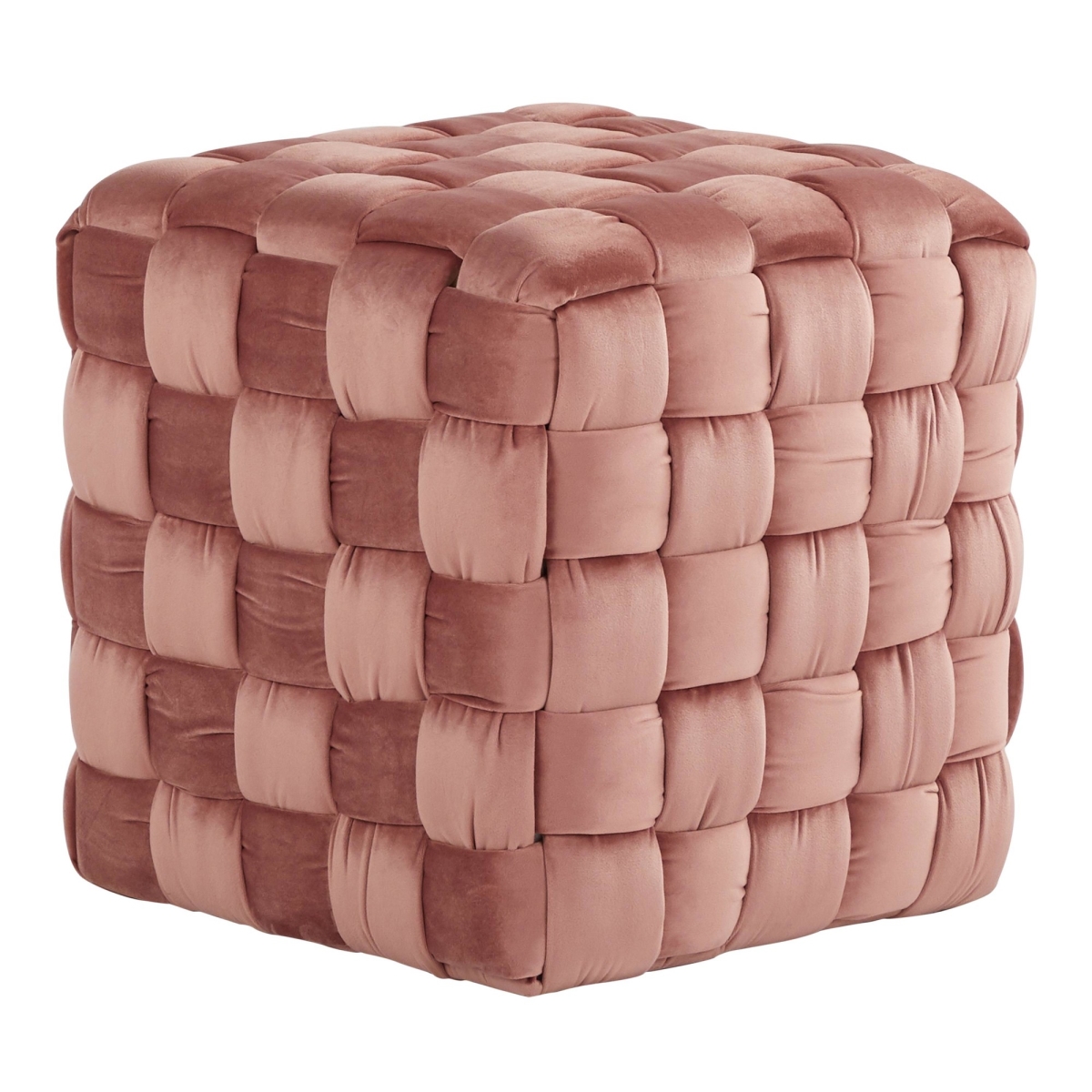 OT-SQBRAID16 VPK 16 in. Square Braided Ottoman, Blush Pink