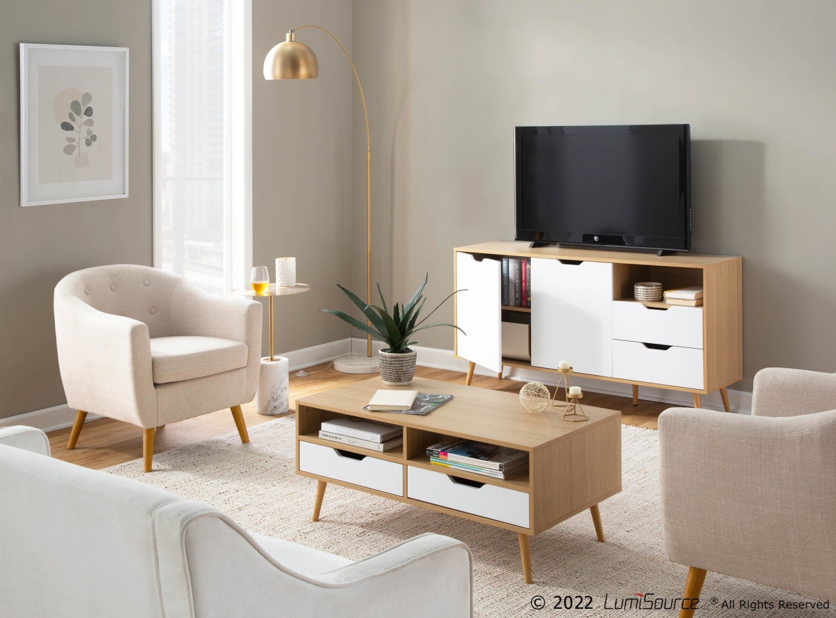 TC-ASTRO NAW Astro Contemporary Coffee Table - Natural & White
