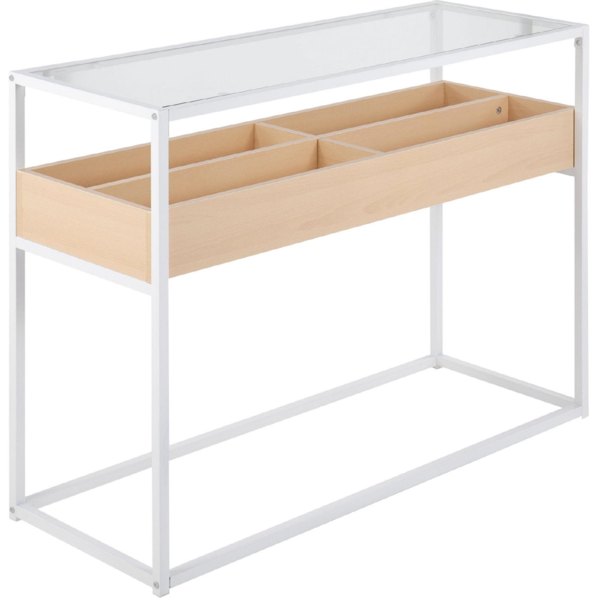 TBC-DISPLAY WNA Display Contemporary Console Glass Table - White, Natural & Clear