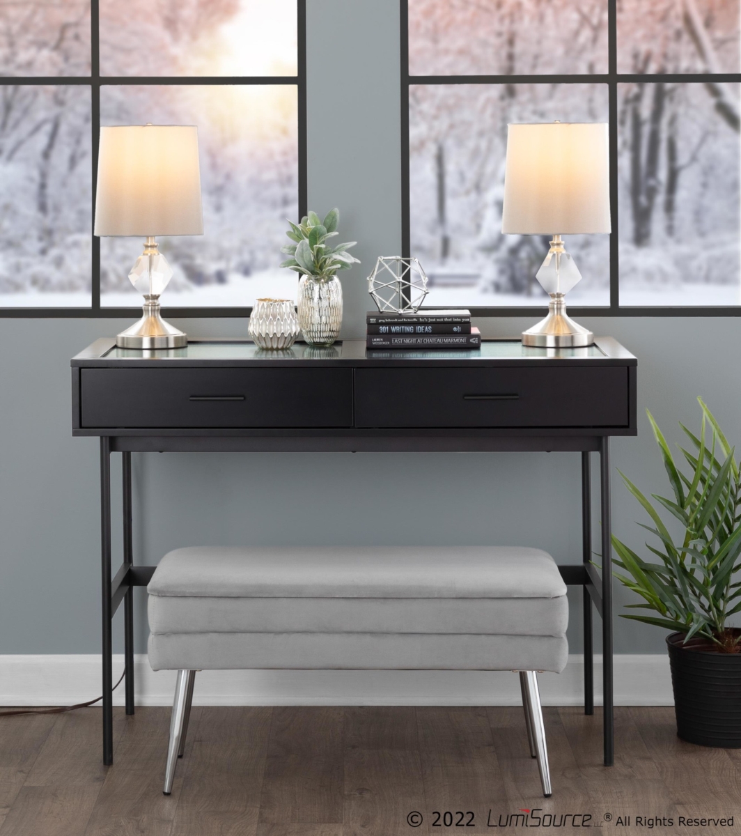 TBC-EMRY BKBK Emery Contemporary Console Glass Top Table, Black