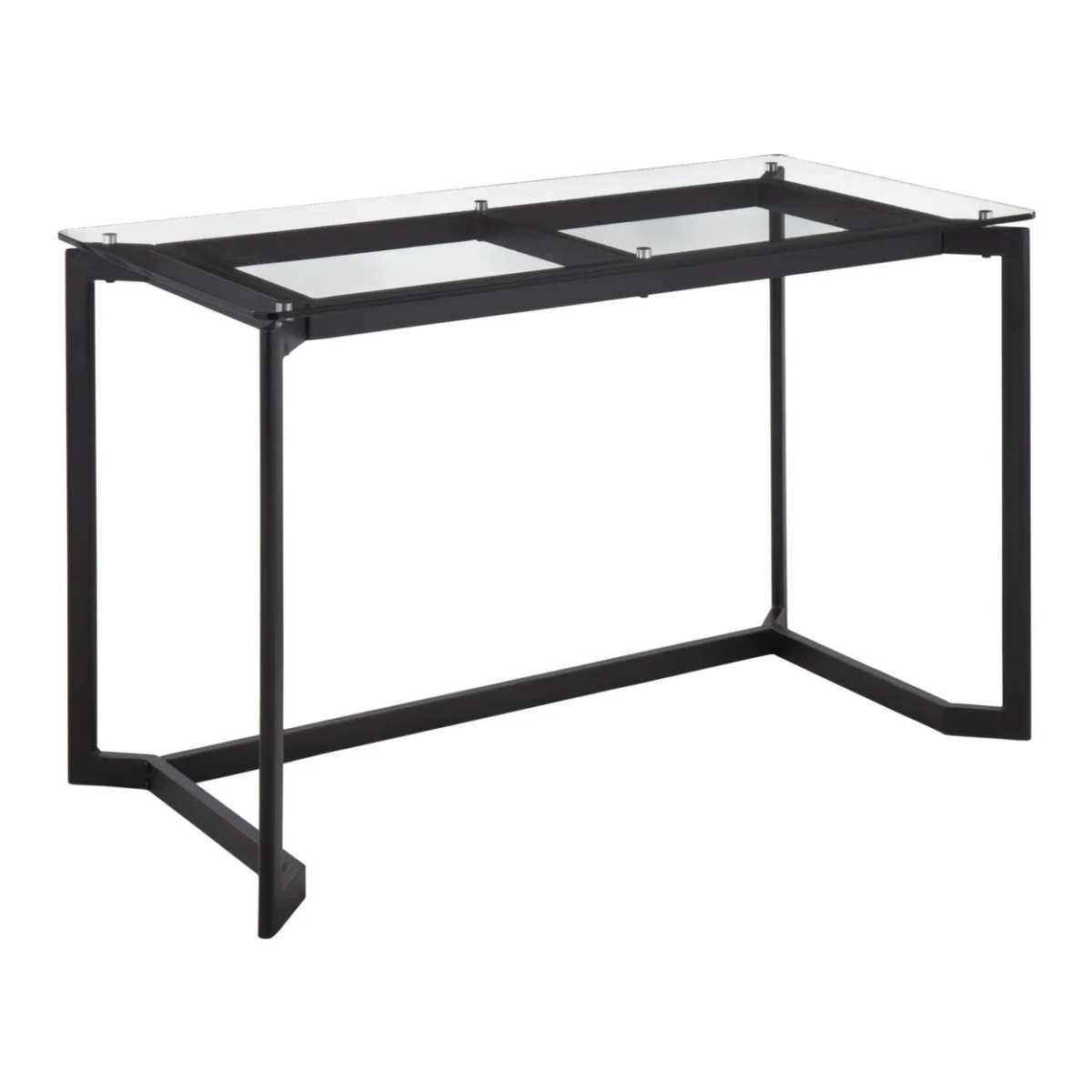OFD-MSTR BKCL Masters Modern Office Desk with Clear Glass Top, Black
