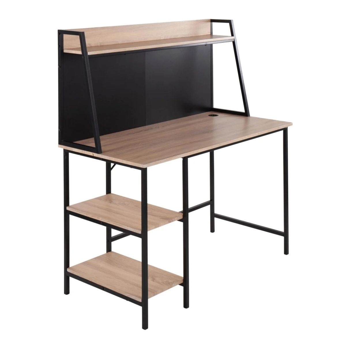 OFD-GEOSHF BKNA Geo Shelf Contemporary Desk - Black & Natural