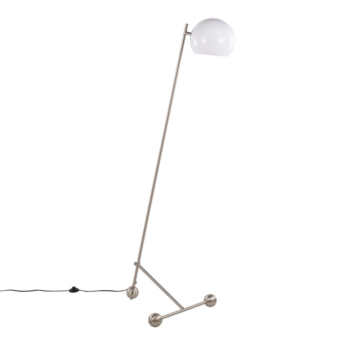 L-EILEEN NIW Eileen Contemporary Floor Lamp with White Plastic Shade - Brushed Nickel