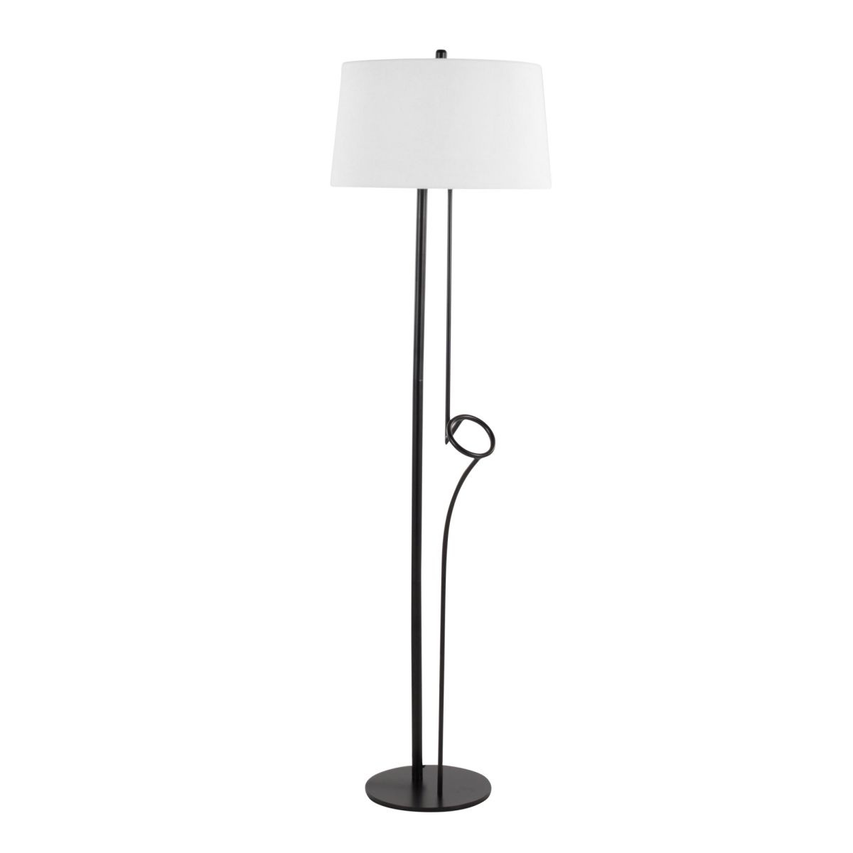 LS-SHADOW BKW Shadow Contemporary Floor Lamp with White Linen Shade - Black