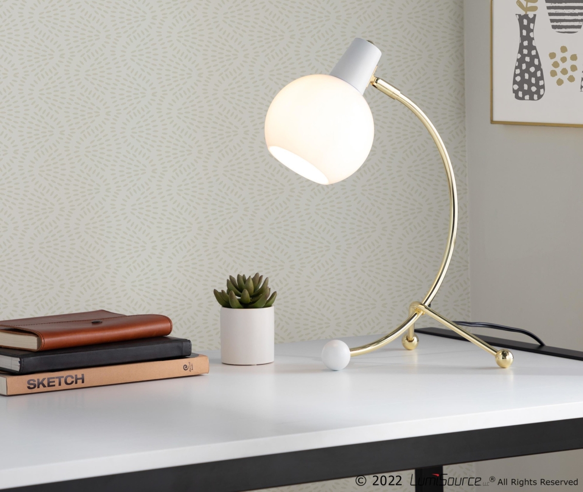LTB-EILEEN AUW Eileen Contemporary Task Lamp with White Plastic Shade - Gold