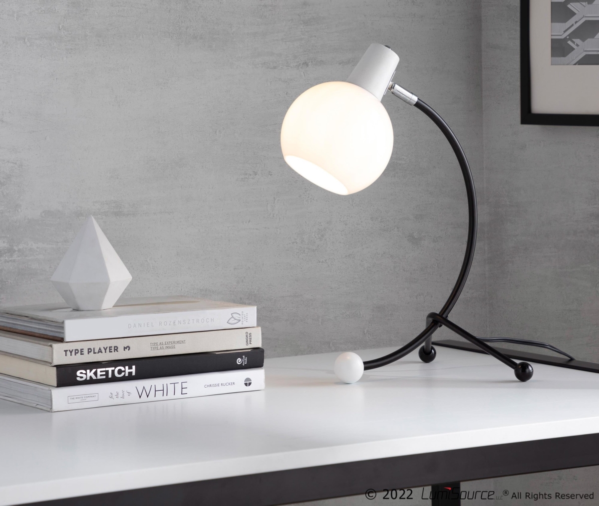 LTB-EILEEN BKW Eileen Contemporary Task Lamp with White Plastic Shade - Black