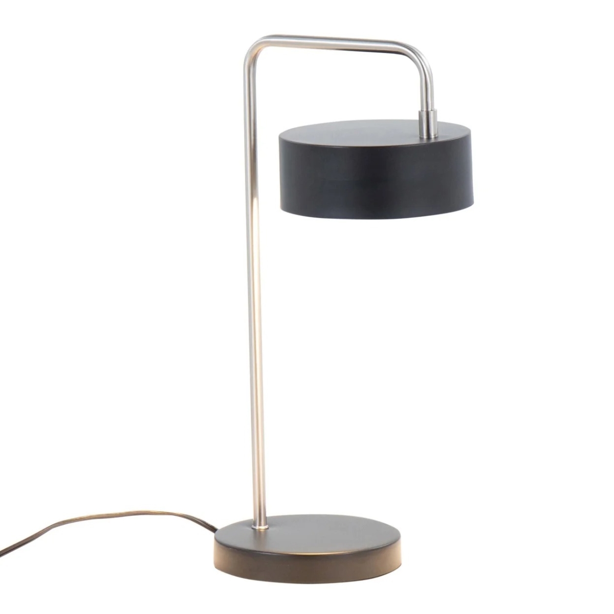 LS-PUCKTB BKNI Puck Contemporary Table Lamp - Nickel & Black