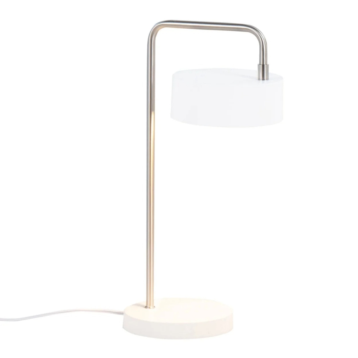 LS-PUCKTB WNI Puck Contemporary Table Lamp - Nickel & White